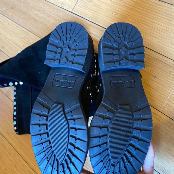 SAM EDELMAN STUDDED BLACK SUEDE LEATHER TALL BOOTS - Picture 7 of 7